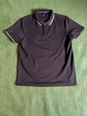 Men's Black Polo Shirt with Contrast Trim